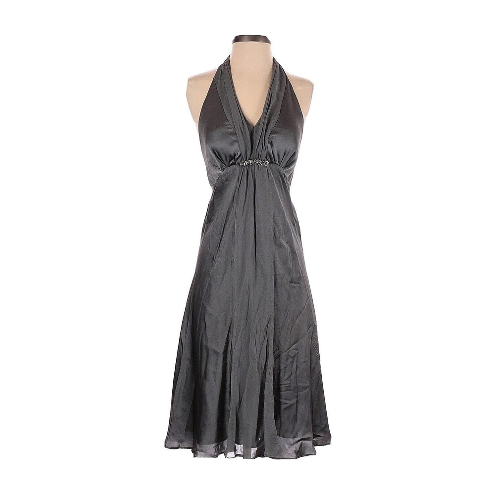 WHBM Silver Jeweled Halter Empire Waist Gown Size 4- GORGEOUS!
